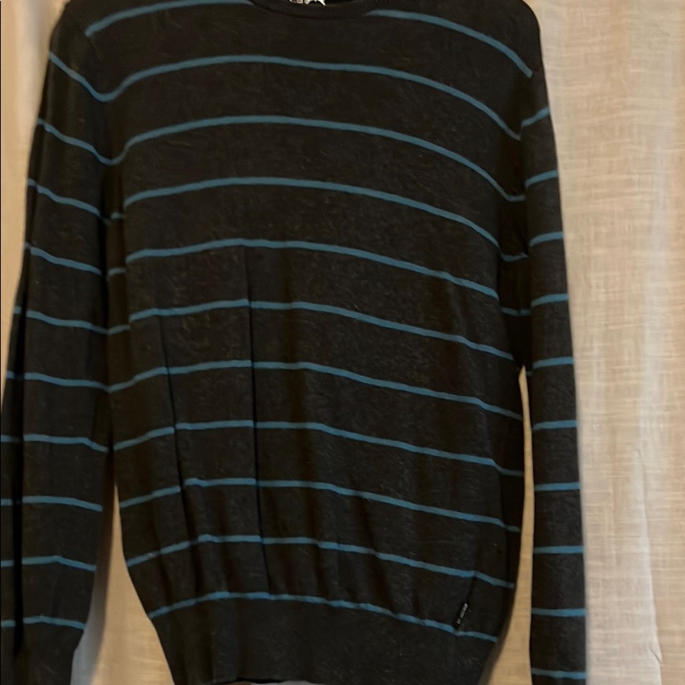 Empyre Black and Blue Striped Crewneck Sweater
